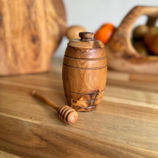 Olive Wood Honey Pot & Dipper