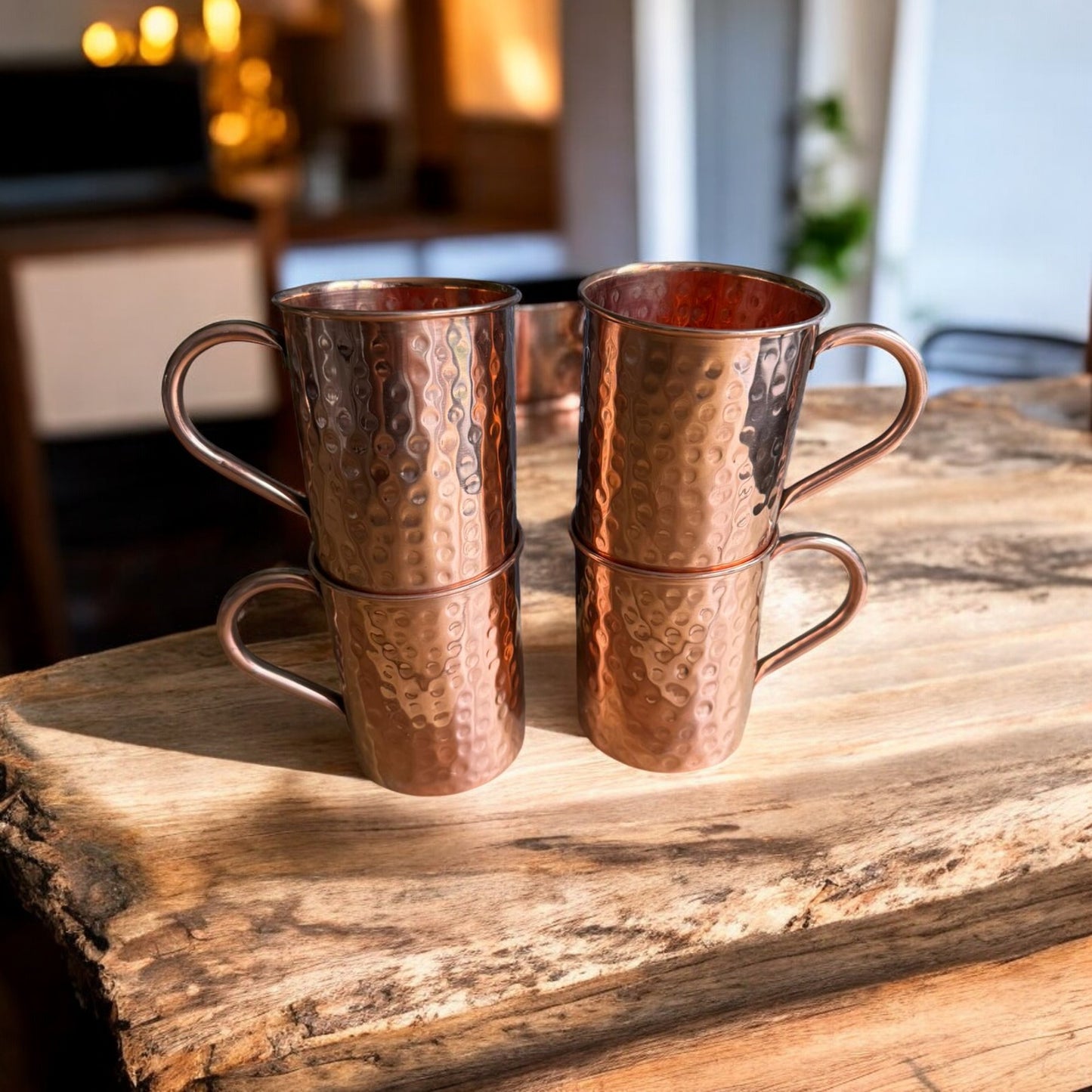 Hammered Copper Mugs (Set of 4)