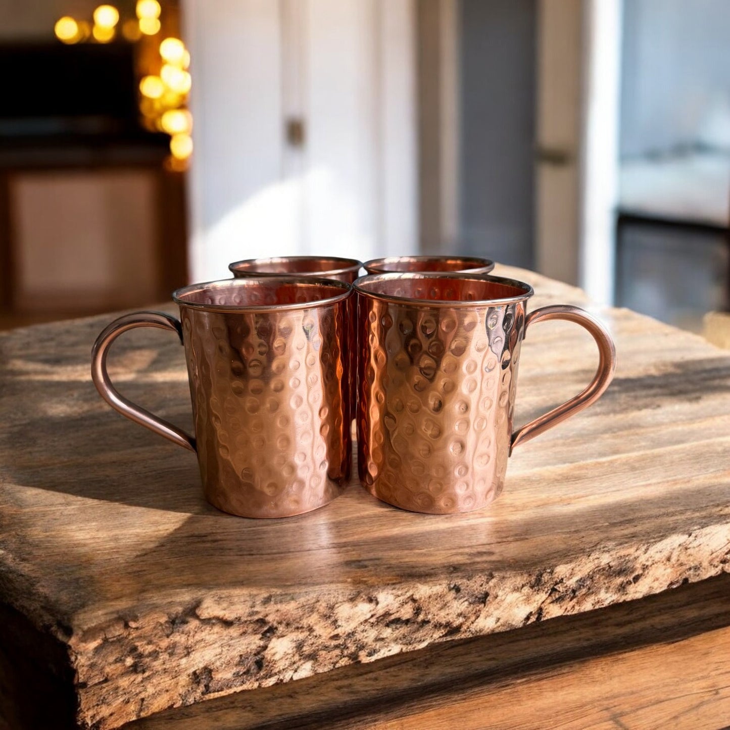 Hammered Copper Mugs (Set of 4)