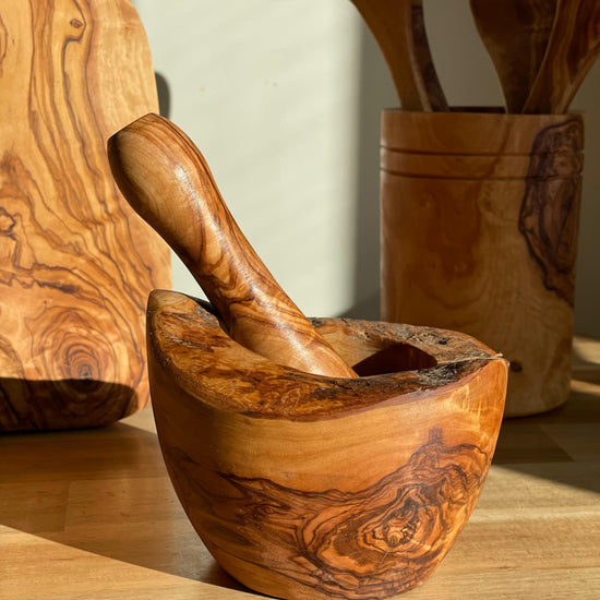 Olive Wood Rustic Pestle & Mortar