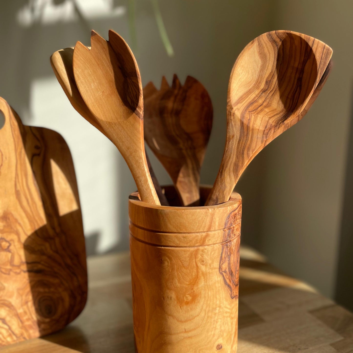 Olive Wood Spoon Holder