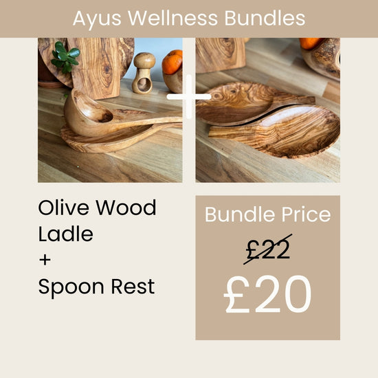 Olive Wood Ladle + Spoon Rest Bundle