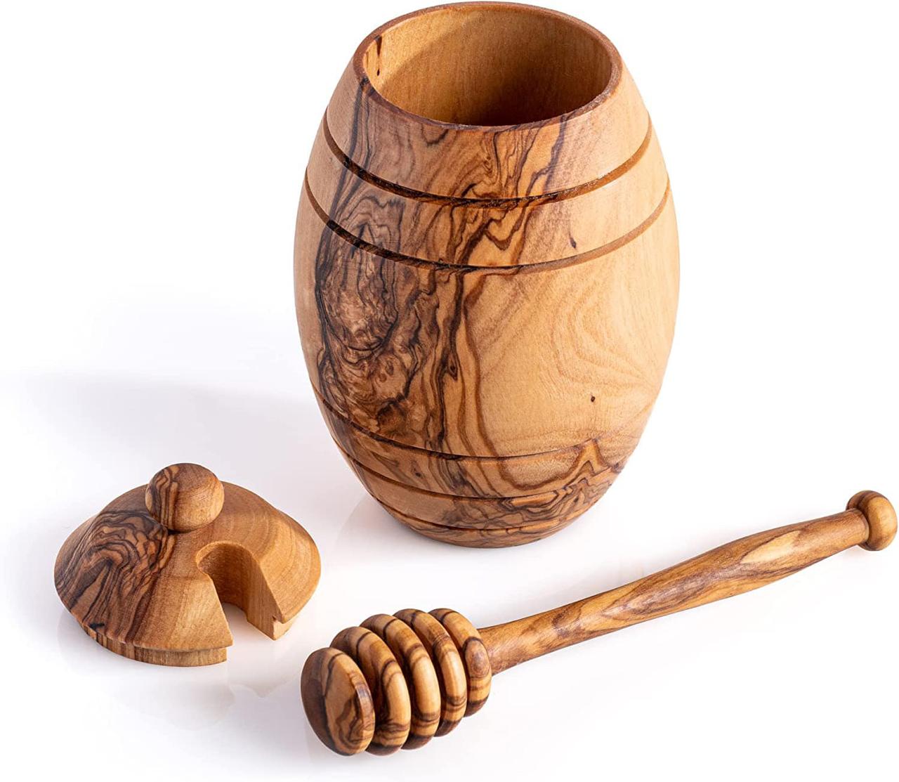 Olive Wood Honey Pot & Dipper